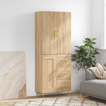 vidaXL Aparador alto madera contrachapada color roble 69,5x34x180 cm