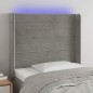 vidaXL Cabecero con LED de terciopelo gris claro 103x16x118/128 cm vidaXL Cabecero con LED de terciopelo gris claro 103x16x118/128 cm