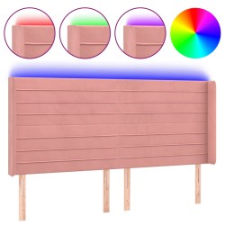 vidaXL Cabecero con LED de terciopelo rosa 183x16x118/128 cm