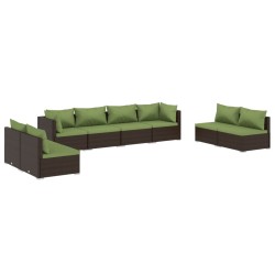 vidaXL Set sofás de jardín 8 piezas y cojines ratán sintético marrón