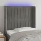 vidaXL Cabecero con LED de terciopelo gris claro 103x16x118/128 cm vidaXL Cabecero con LED de terciopelo gris claro 103x16x118/128 cm