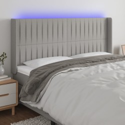 vidaXL Cabecero con LED de tela gris claro 183x16x118/128 cm
