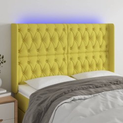 vidaXL Cabecero con LED de tela verde 147x16x118/128 cm