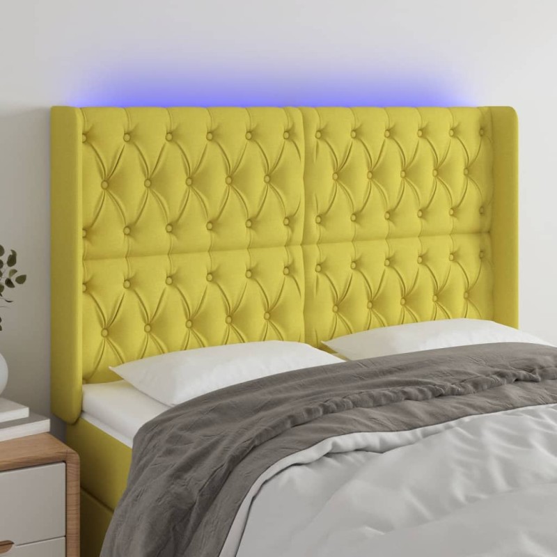 vidaXL Cabecero con LED de tela verde 147x16x118/128 cm vidaXL Cabecero con LED de tela verde 147x16x118/128 cm