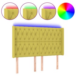 vidaXL Cabecero con LED de tela verde 147x16x118/128 cm