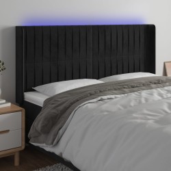vidaXL Cabecero con LED de terciopelo negro 203x16x118/128 cm