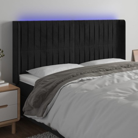 vidaXL Cabecero con LED de terciopelo negro 203x16x118/128 cm