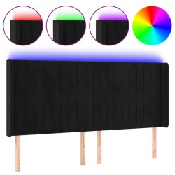 vidaXL Cabecero con LED de terciopelo negro 203x16x118/128 cm