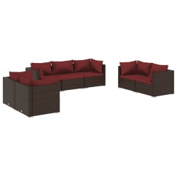vidaXL Set muebles de jardín 7 piezas y cojines ratán sintético marrón