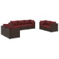 vidaXL Set muebles de jardín 7 piezas y cojines ratán sintético marrón vidaXL Set muebles de jardín 7 piezas y cojines ratán sintético marrón