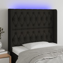 vidaXL Cabecero con LED de tela negro 93x16x118/128 cm