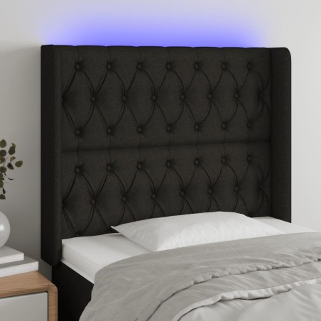 vidaXL Cabecero con LED de tela negro 93x16x118/128 cm