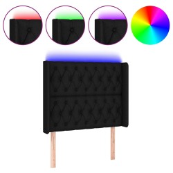 vidaXL Cabecero con LED de tela negro 93x16x118/128 cm