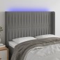 vidaXL Cabecero con LED de tela gris oscuro 147x16x118/128 cm vidaXL Cabecero con LED de tela gris oscuro 147x16x118/128 cm
