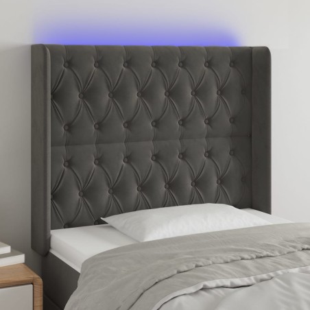 vidaXL Cabecero con LED de terciopelo gris oscuro 103x16x118/128 cm