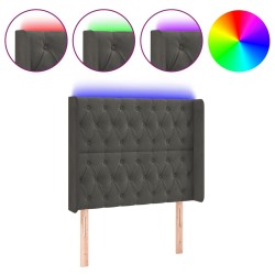 vidaXL Cabecero con LED de terciopelo gris oscuro 103x16x118/128 cm
