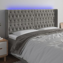 vidaXL Cabecero con LED de terciopelo gris claro 203x16x118/128 cm
