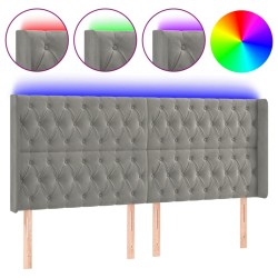 vidaXL Cabecero con LED de terciopelo gris claro 203x16x118/128 cm