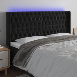 vidaXL Cabecero con LED de terciopelo negro 203x16x118/128 cm