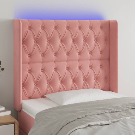 vidaXL Cabecero con LED de terciopelo rosa 103x16x118/128 cm