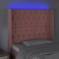 vidaXL Cabecero con LED de terciopelo rosa 103x16x118/128 cm vidaXL Cabecero con LED de terciopelo rosa 103x16x118/128 cm