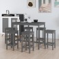 vidaXL Set de bar 7 piezas madera maciza de pino gris
