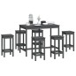vidaXL Set de bar 7 piezas madera maciza de pino gris