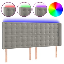 vidaXL Cabecero con LED de terciopelo gris claro 203x16x118/128 cm 