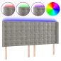 vidaXL Cabecero con LED de terciopelo gris claro 203x16x118/128 cm vidaXL Cabecero con LED de terciopelo gris claro 203x16x118/128 cm