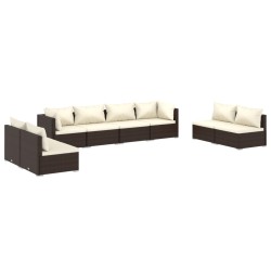 vidaXL Set muebles de jardín 8 piezas y cojines ratán sintético marrón