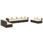vidaXL Set muebles de jardín 8 piezas y cojines ratán sintético marrón vidaXL Set muebles de jardín 8 piezas y cojines ratán sintético marrón