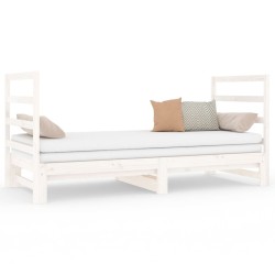 vidaXL Sofá cama extraíble madera maciza de pino blanco 2x(90x190) cm