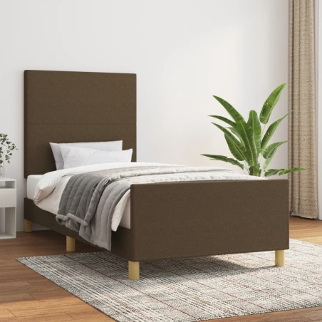 vidaXL Estructura de cama con cabecero de tela marrón oscuro 80x200 cm