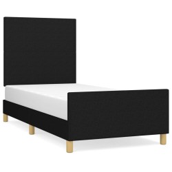 vidaXL Estructura de cama con cabecero de tela negro 100x200 cm