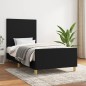 vidaXL Estructura de cama con cabecero de tela negro 90x200 cm