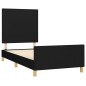 vidaXL Estructura de cama con cabecero de tela negro 90x200 cm