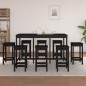 vidaXL Set de bar 9 piezas madera maciza de pino negro vidaXL Set de bar 9 piezas madera maciza de pino negro