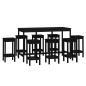 vidaXL Set de bar 9 piezas madera maciza de pino negro vidaXL Set de bar 9 piezas madera maciza de pino negro