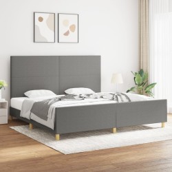 vidaXL Estructura de cama con cabecero tela gris oscuro 200x200 cm