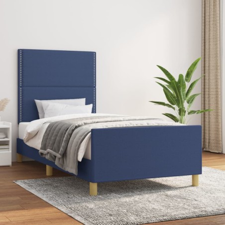 vidaXL Estructura de cama con cabecero de tela azul 80x200 cm