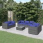 vidaXL Set de sofás de jardín 8 piezas y cojines ratán sintético gris vidaXL Set de sofás de jardín 8 piezas y cojines ratán sintético gris