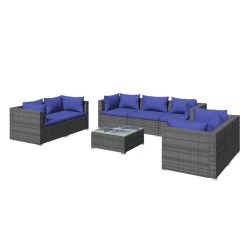 vidaXL Set de sofás de jardín 8 piezas y cojines ratán sintético gris