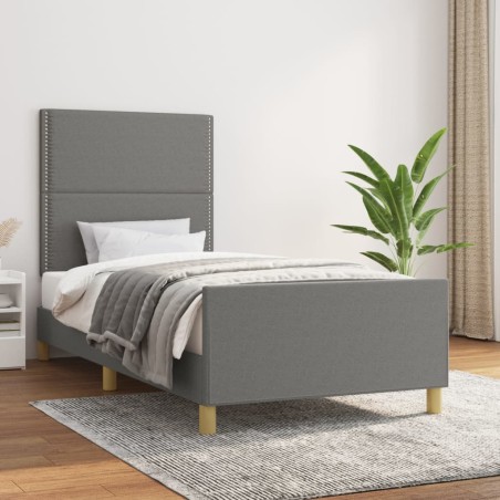 vidaXL Estructura de cama con cabecero de tela gris oscuro 80x200 cm