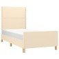vidaXL Estructura de cama con cabecero de tela color crema 90x190 cm