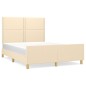 vidaXL Estructura de cama con cabecero de tela color crema 140x200 cm vidaXL Estructura de cama con cabecero de tela color crema 140x200 cm