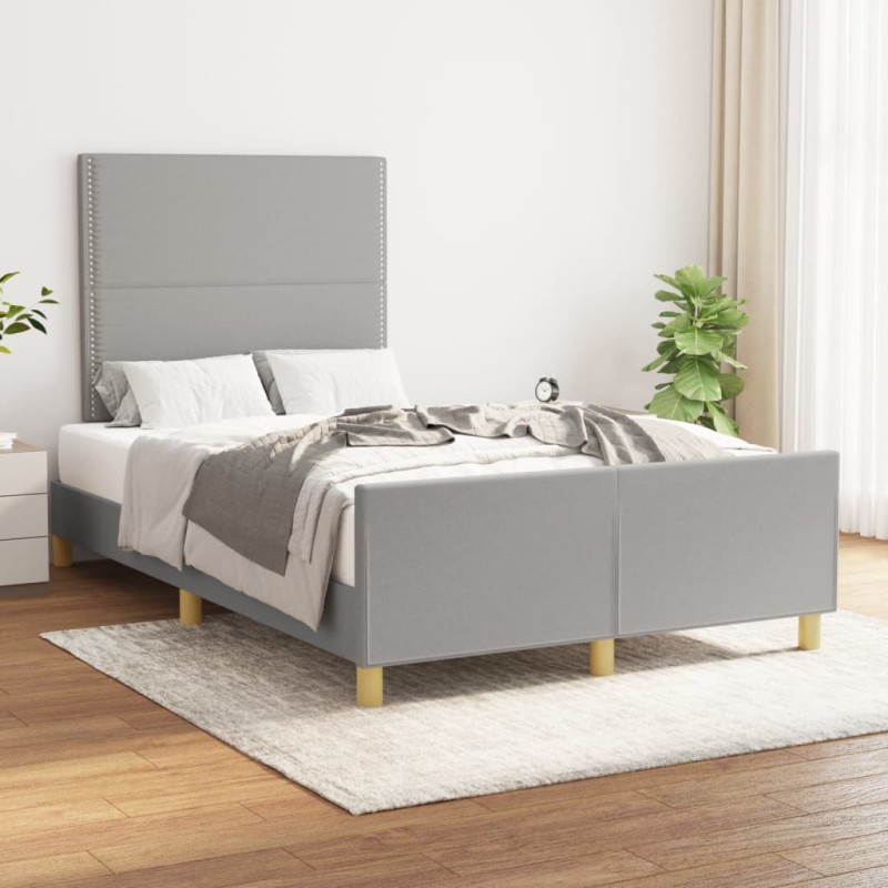 vidaXL Estructura de cama con cabecero de tela gris claro 120x200 cm vidaXL Estructura de cama con cabecero de tela gris claro 120x200 cm