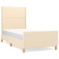 vidaXL Estructura de cama con cabecero de tela color crema 100x200 cm vidaXL Estructura de cama con cabecero de tela color crema 100x200 cm