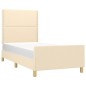 vidaXL Estructura de cama con cabecero de tela color crema 100x200 cm vidaXL Estructura de cama con cabecero de tela color crema 100x200 cm
