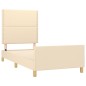 vidaXL Estructura de cama con cabecero de tela color crema 100x200 cm vidaXL Estructura de cama con cabecero de tela color crema 100x200 cm