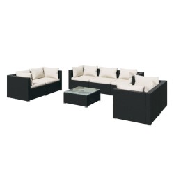 vidaXL Set de muebles de jardín 8 pzas y cojines ratán sintético negro